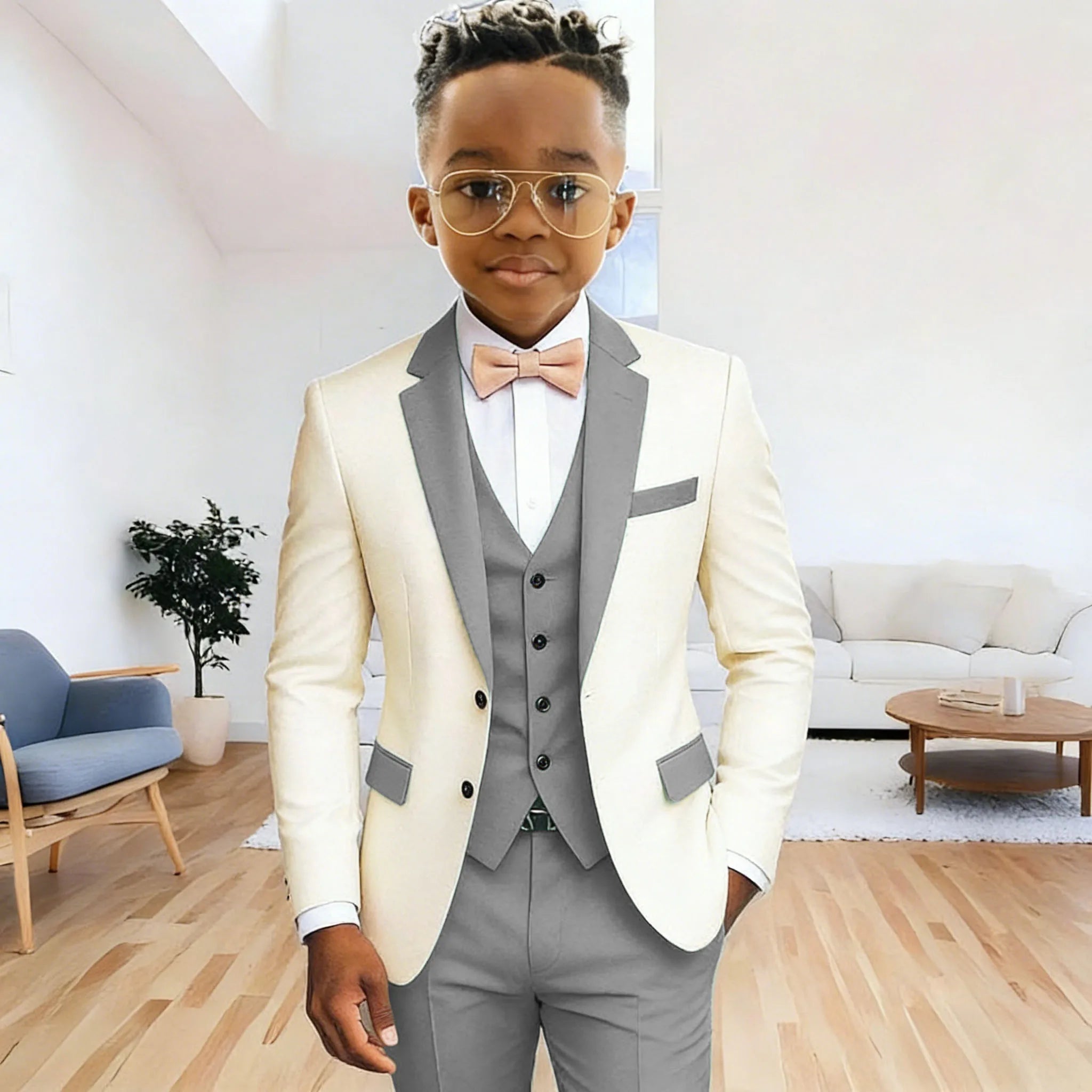 Boy's 3‑Piece Formal Suit Set – Jacket + Vest + Pants