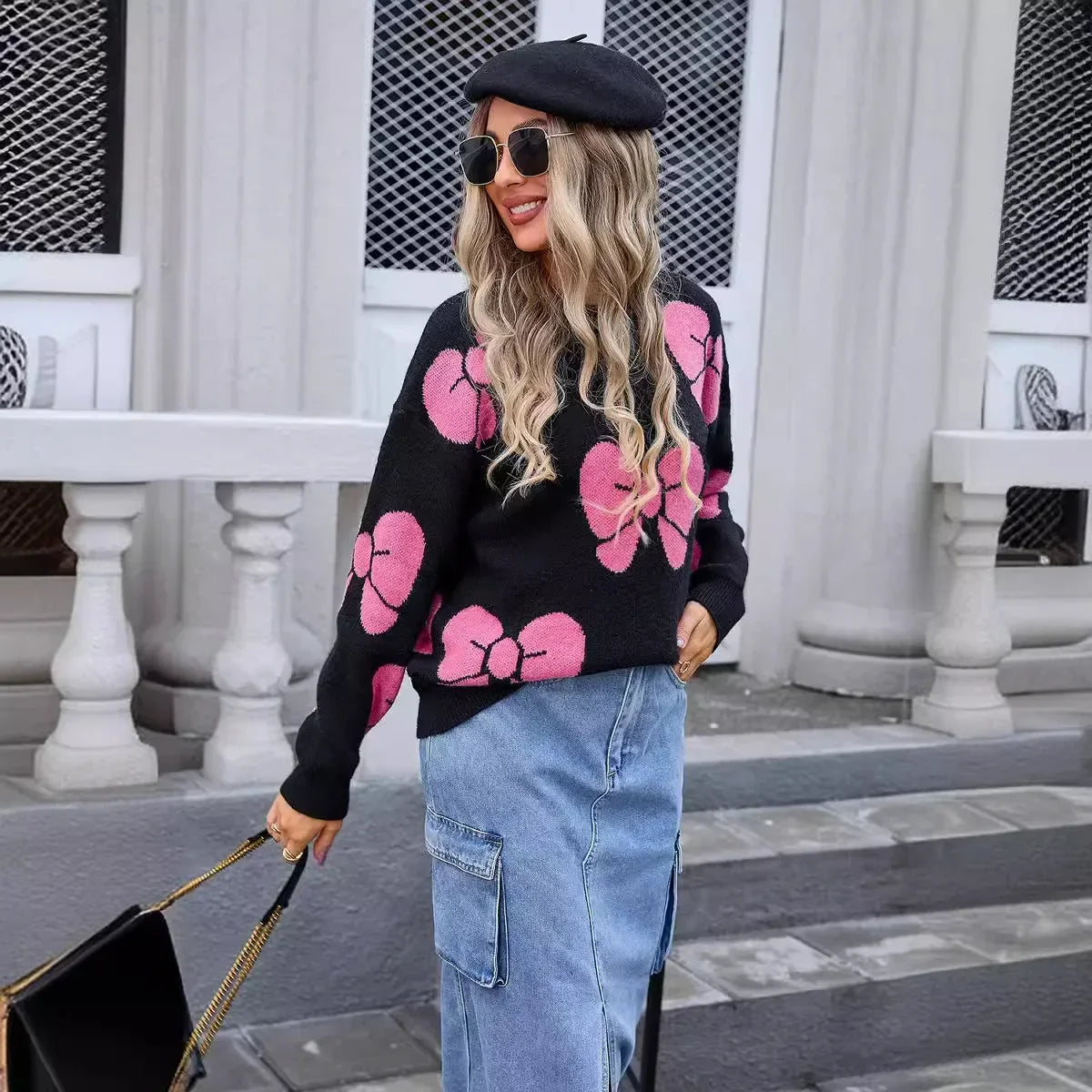 Print Bow Full Sleeve Sweaters