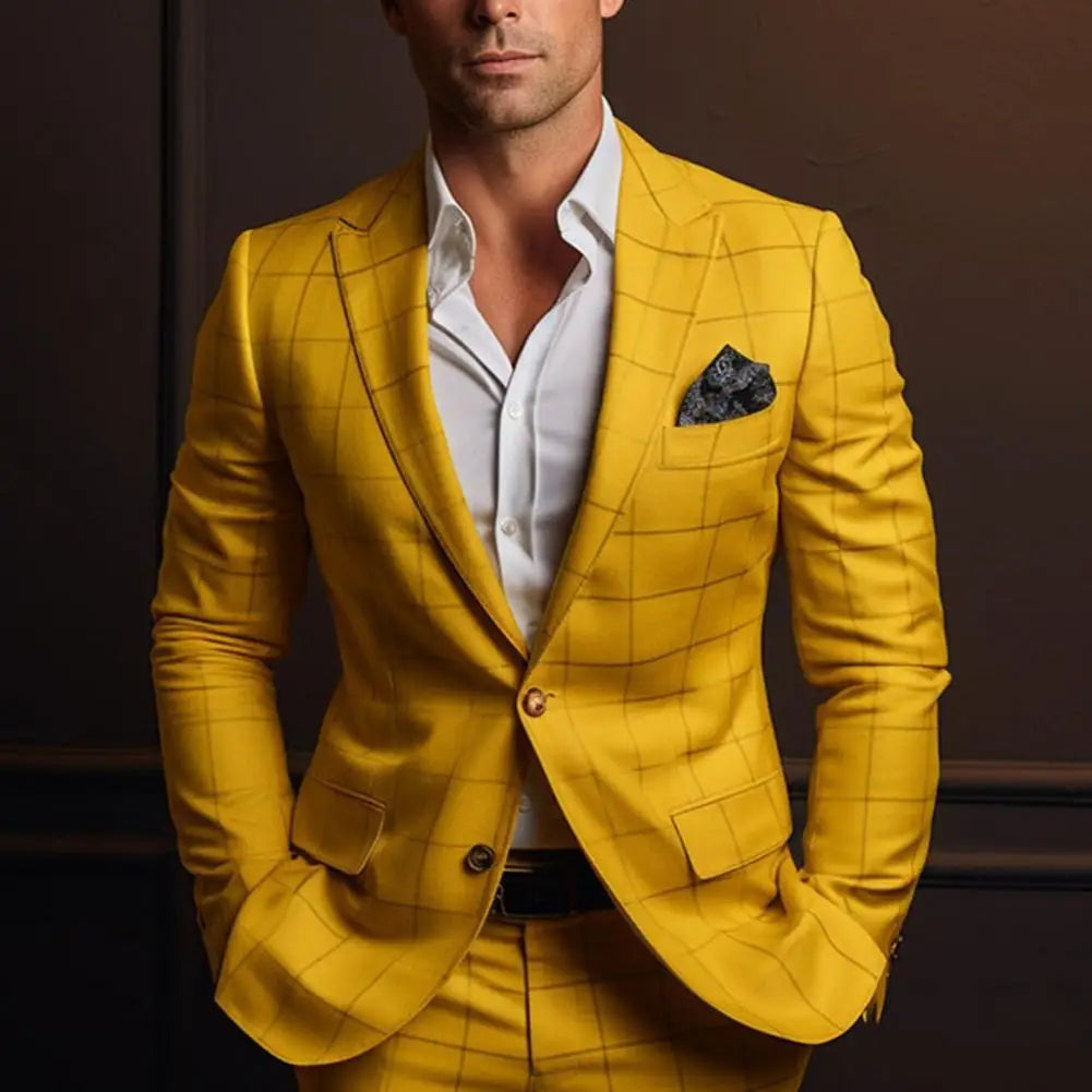 Men’s Slim Fit Plaid Suit Coat