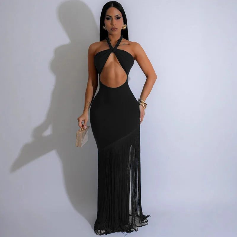 Sexy Halter Backless Bodycon Maxi Dresses