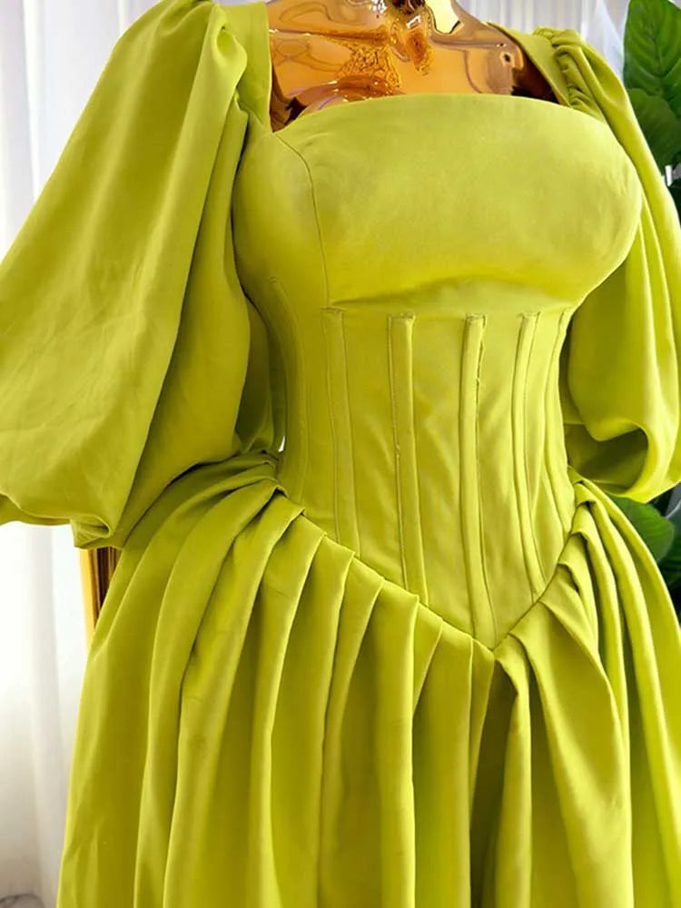 Spring High Waist Elegant Slash Neck Long Dress