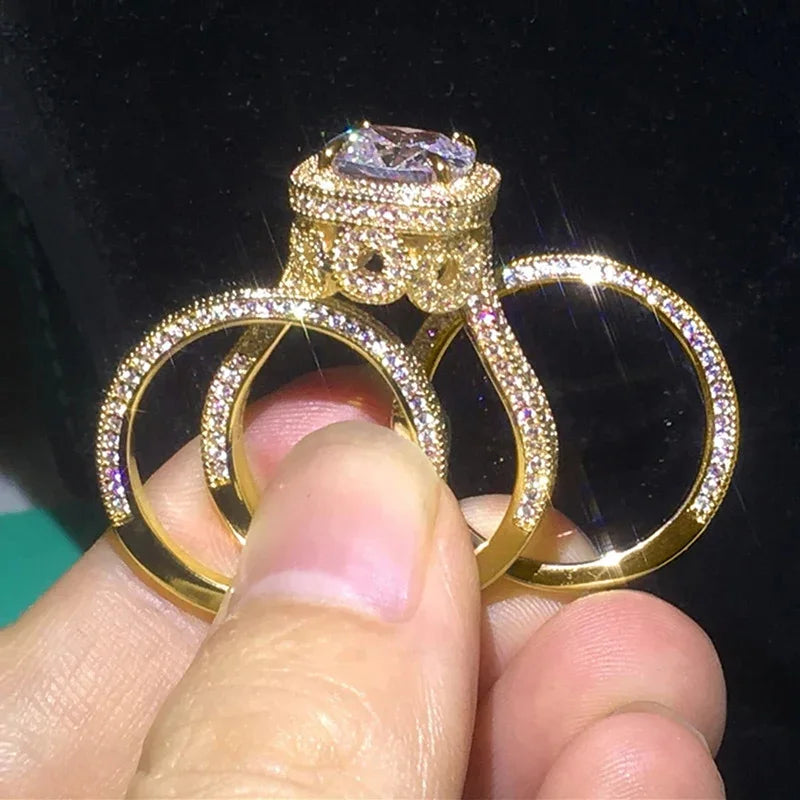 Gentle Luxury 3Pc/Set Rings with Shiny Cubic Zirconia
