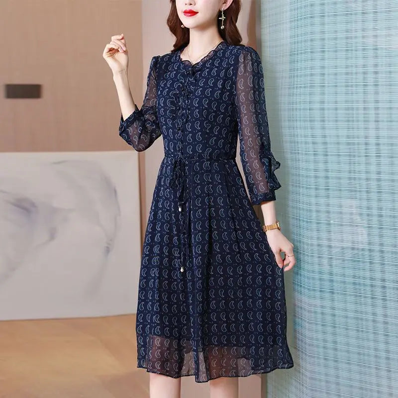 Printed Long Gauze Chiffon Dress Summer Dresses