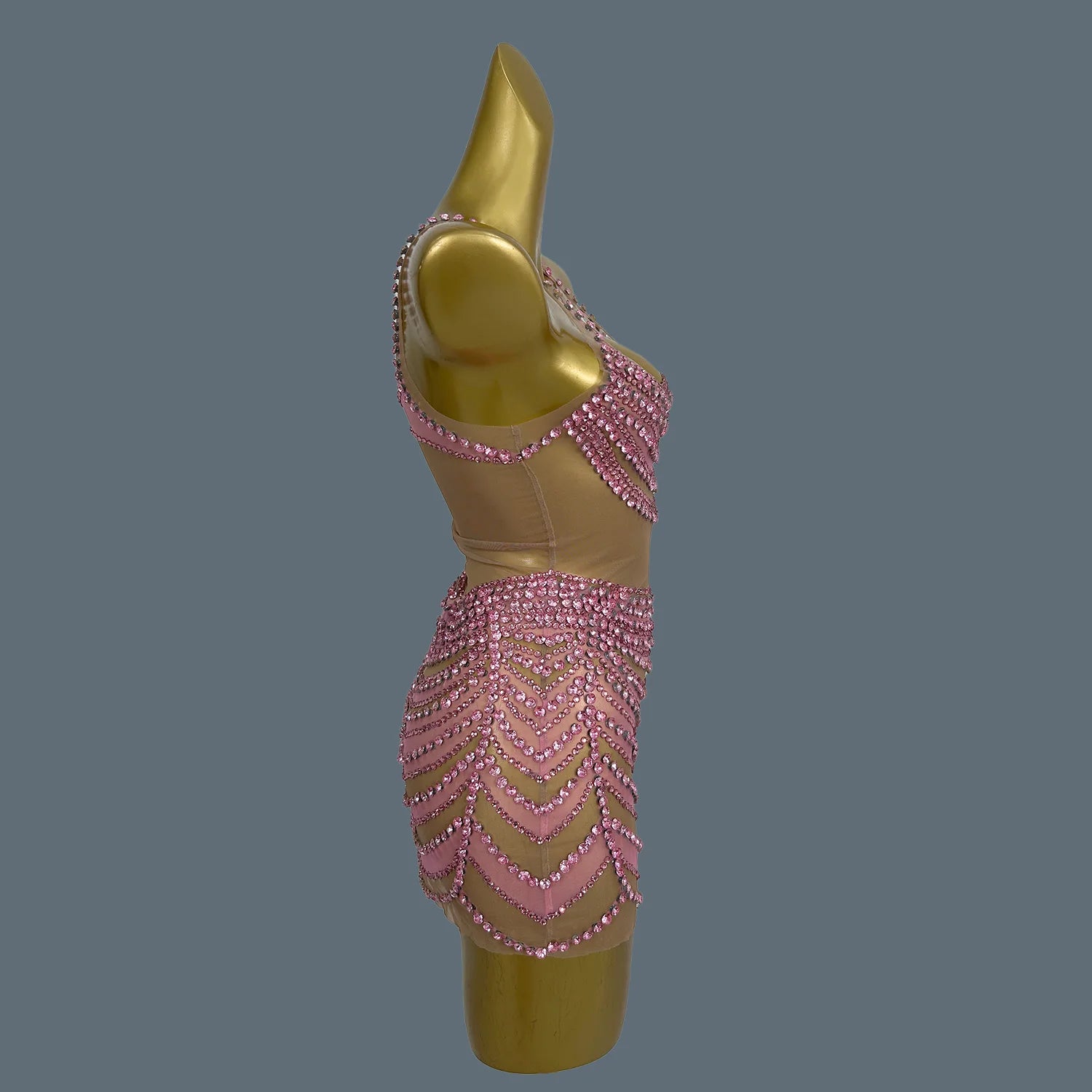 Sparkly Crystals Diamonds Mini Dress