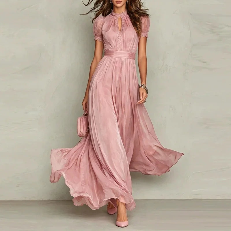 Spring Vintage Lace A‑Line Maxi Dress
