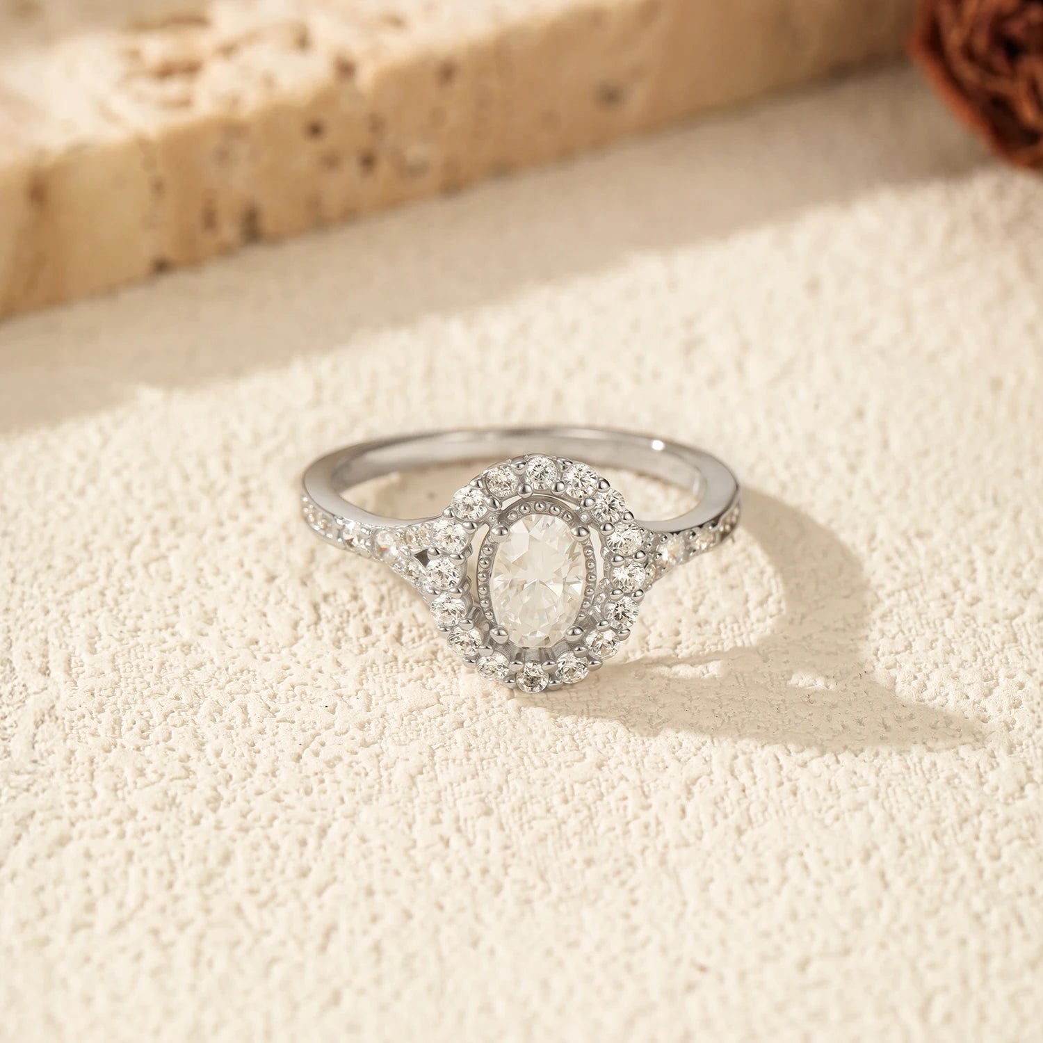 0.5CT Oval Moissanite  925 Sterling Silver Statement Round Cut Lab Diamond  Engagement Rings