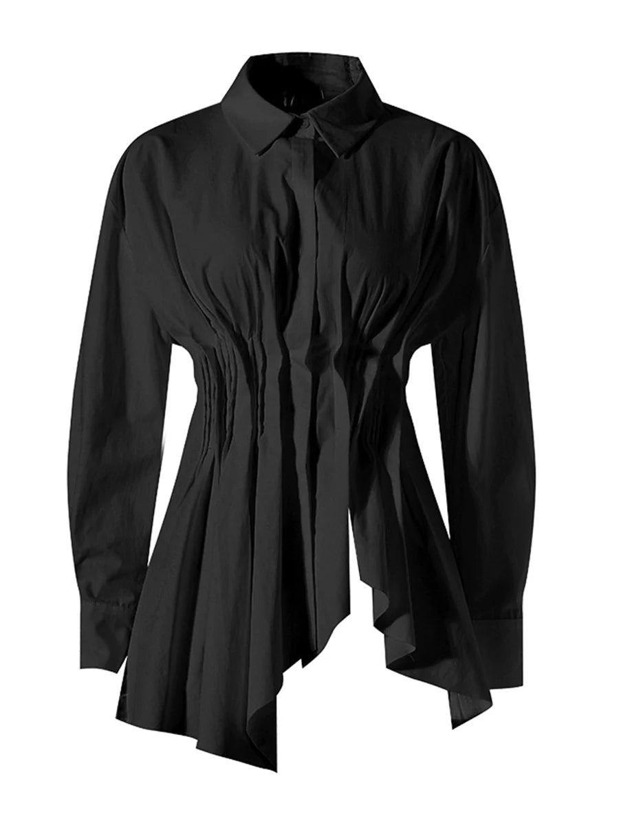 Lapel Long Sleeves Patchwork Single Breasted Shirt