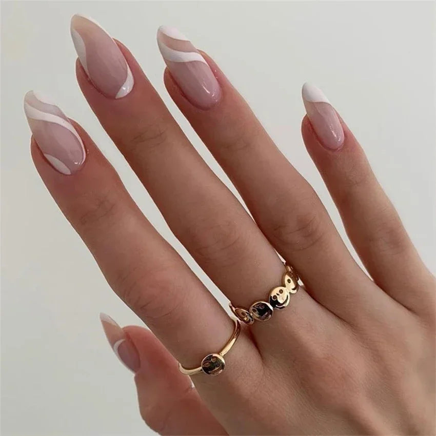 24P/set Medium Long Flat Coffin False Nails