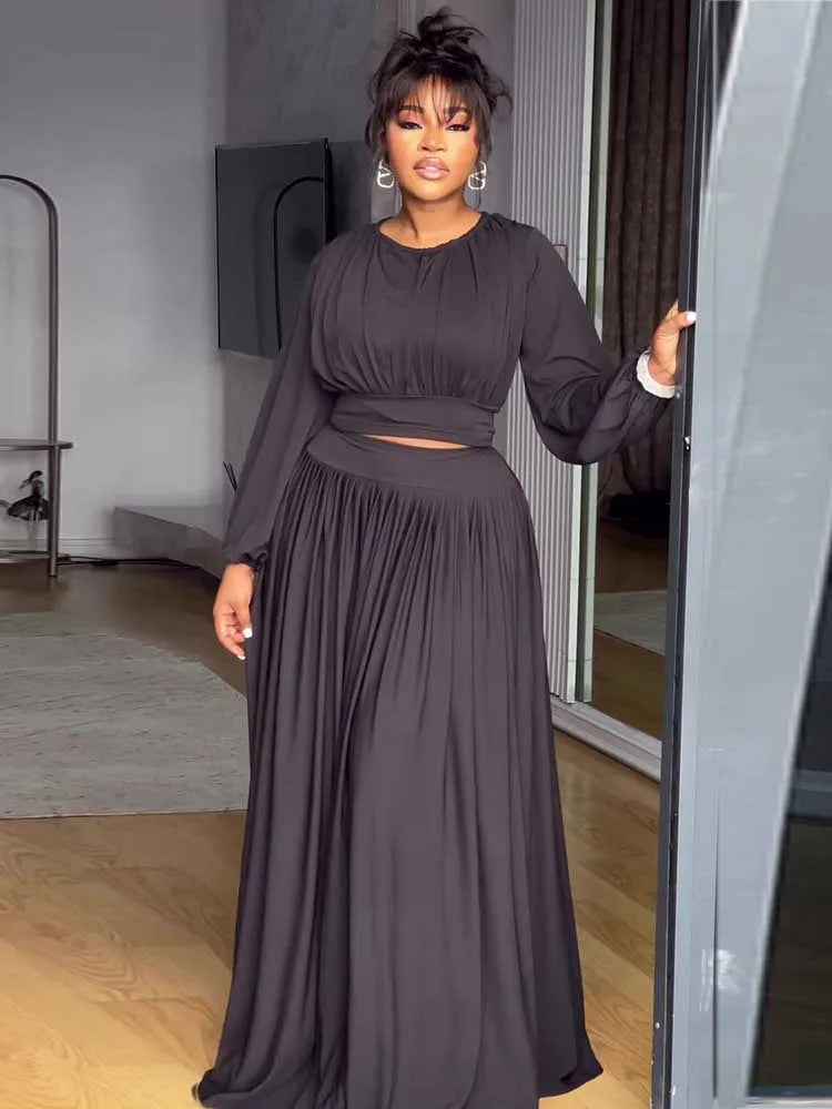 Long Sleeve Top and Long Skirt Set