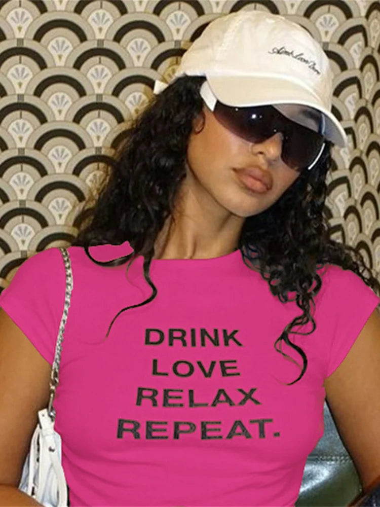 Classic Fashion Drink Love Relax Repeat T-Shirt