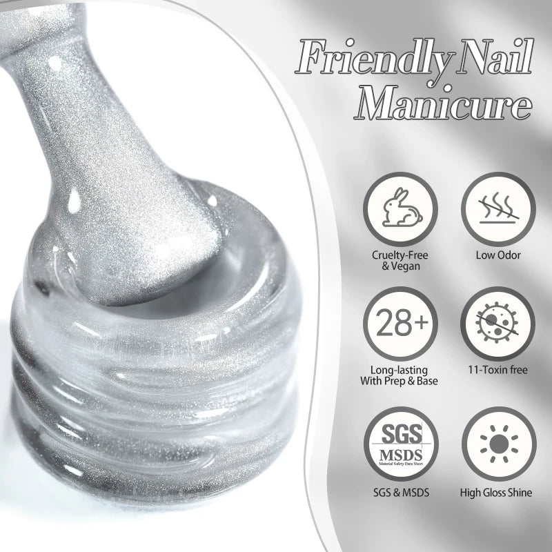 BORN PRETTY 10ml White Cat Magnetic Gel Nail Polish Ultra Shine White-light Varnis Semi Permanent Soak Off UV LED Gel for Nails