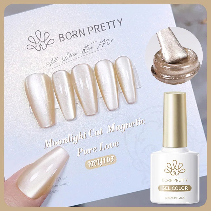 BORN PRETTY 10ml White Cat Magnetic Gel Nail Polish Ultra Shine White-light Varnis Semi Permanent Soak Off UV LED Gel for Nails