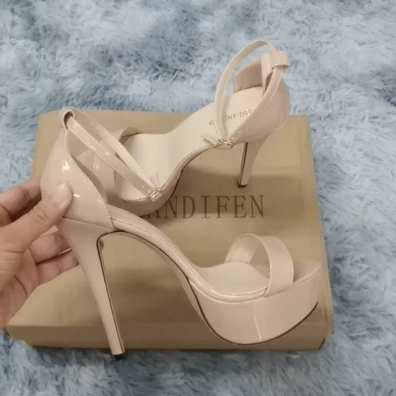 Sexy Open Toes 14cm Super High Heels Peep Toes Platform Stilettos