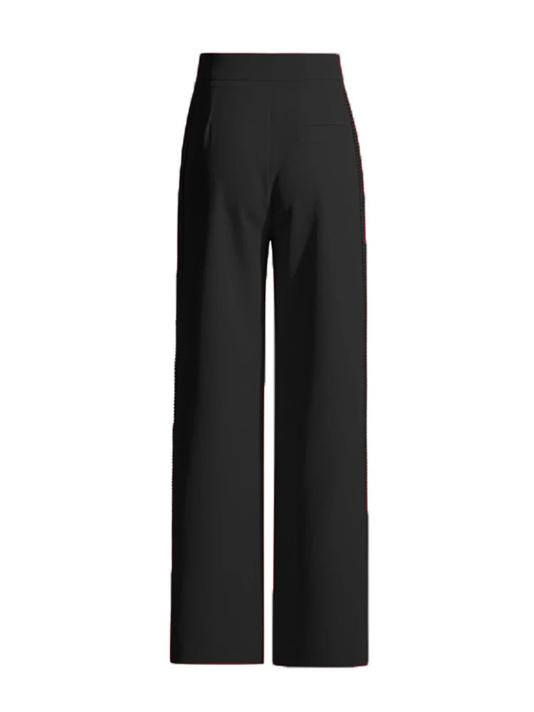 Lapel Long Sleeve Hollow Out Top High Waist Wide Leg Pant Casual Sets