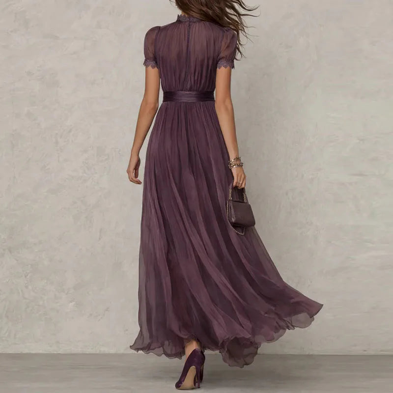 Spring Vintage Lace A‑Line Maxi Dress