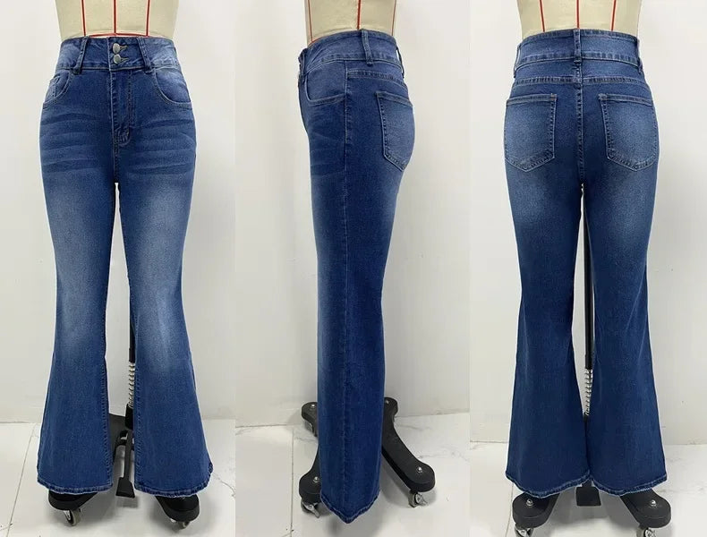 Elegant Vintage Button Pocket Straight Jeans