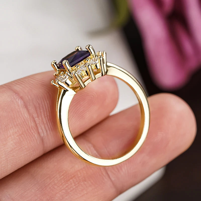 Purple Cubic Zirconia Charming Exquisite Wedding Ring