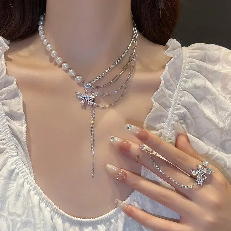 Stereoscopic Stainless Steel Small Peach Heart Golden Necklace