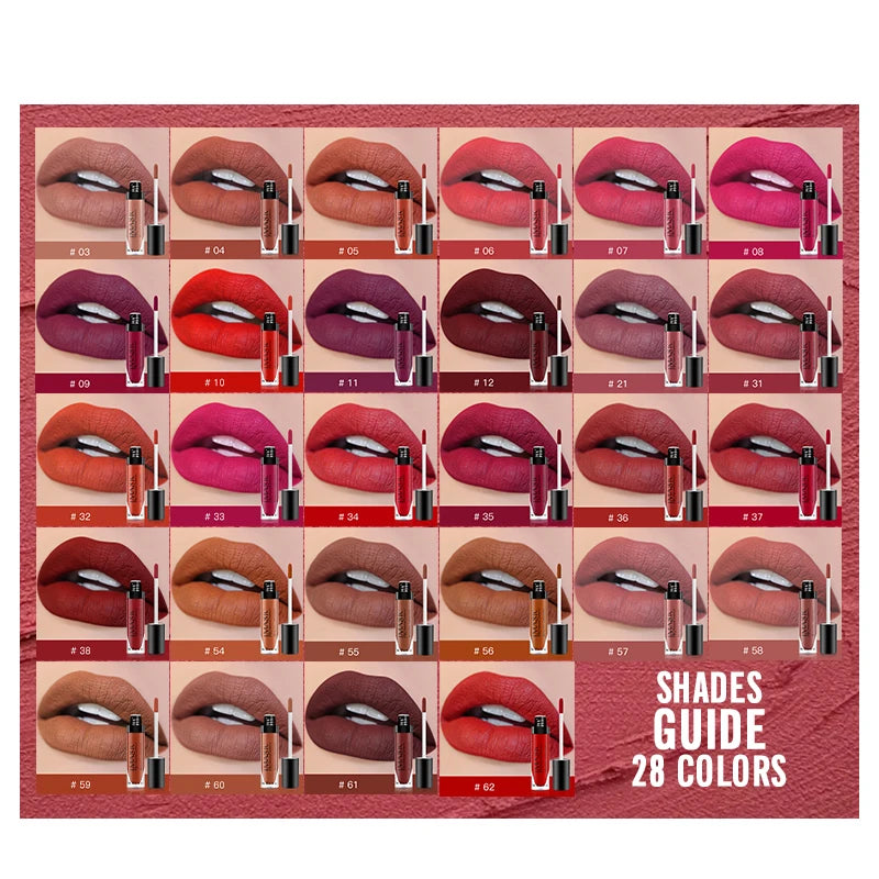 28-Color Sexy Matte Liquid Lipstick