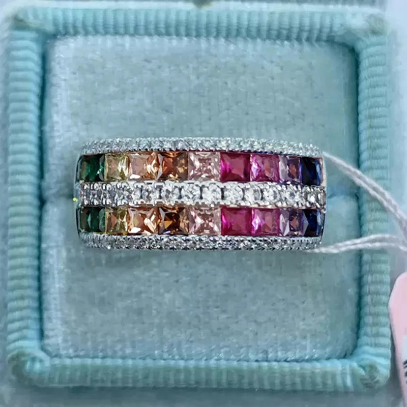 Rainbow Color Cubic Zirconia Rings