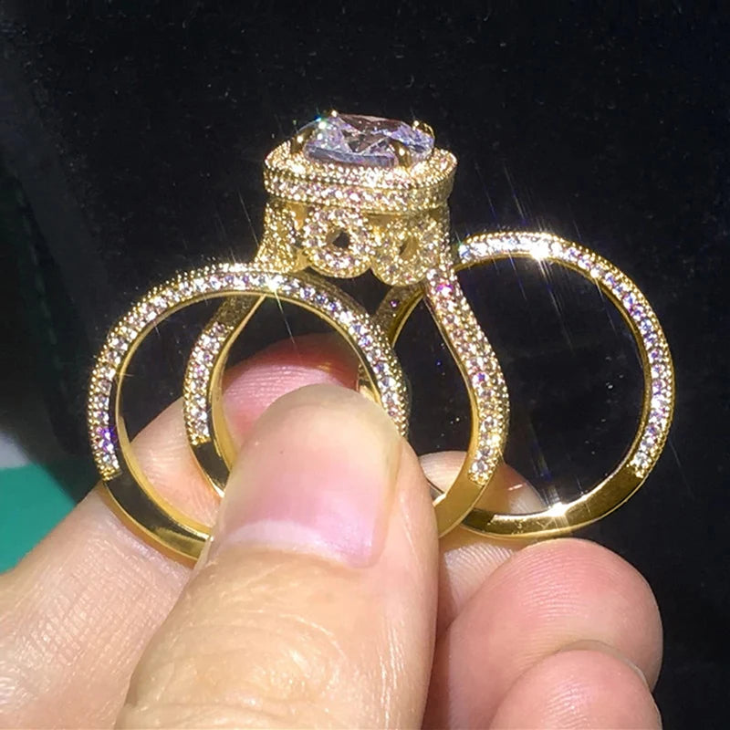 Gentle Luxury 3Pc/Set Rings with Shiny Cubic Zirconia