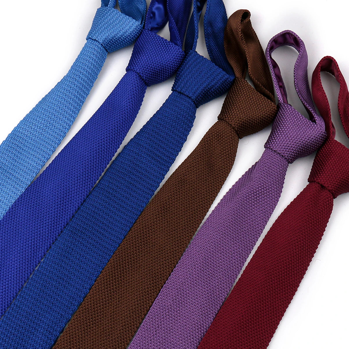 5.5cm Solid Color Fashion Water Neckties Plain Knitted Ties