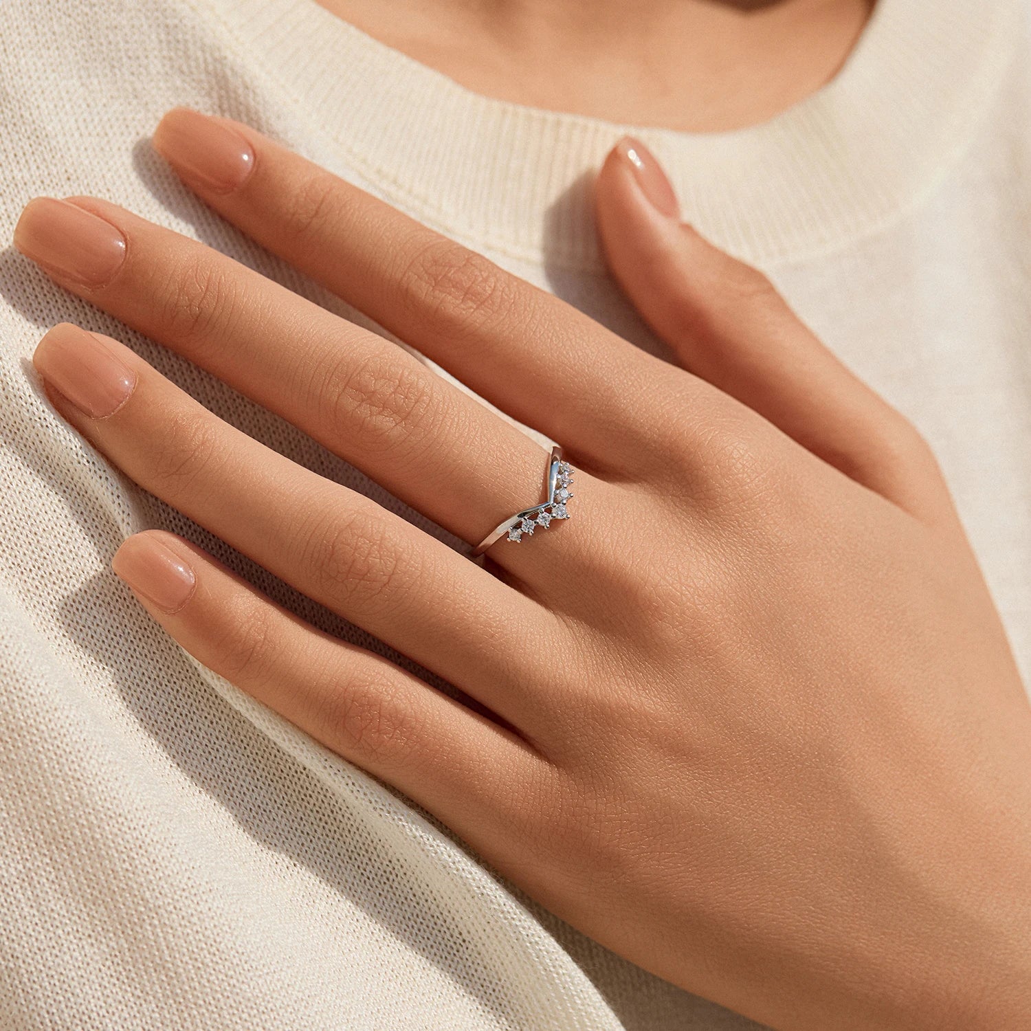 Dazzling Moissanite Crown Ring – 925 Sterling Silver Stackable Lab Diamond Ring for Women
