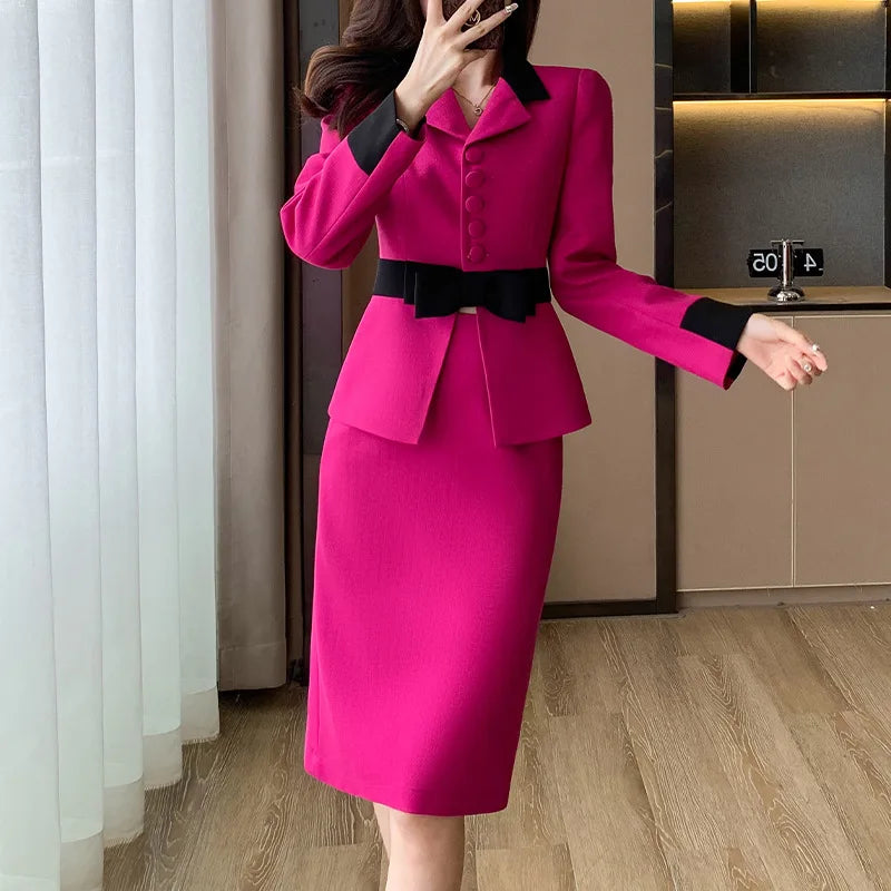 Novelty Slim Fashion Career Work Wear Suits With Jackets And Skirt