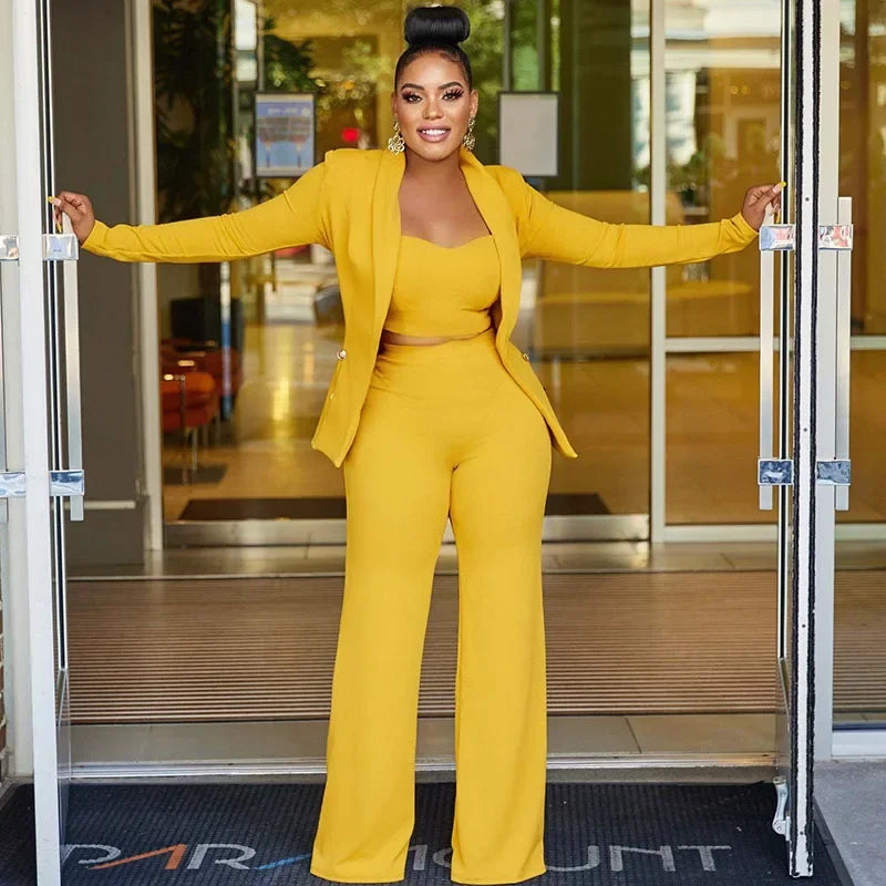 Elegant Office 3 Piece Women Suit Blazer and Pant Suits