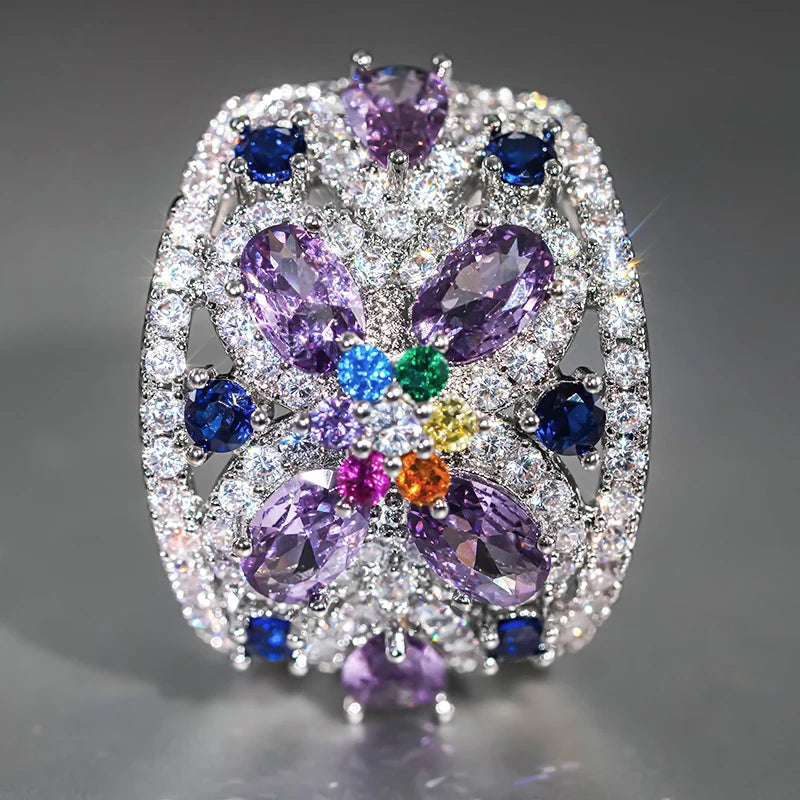 Colorful Cubic Zirconia Ring