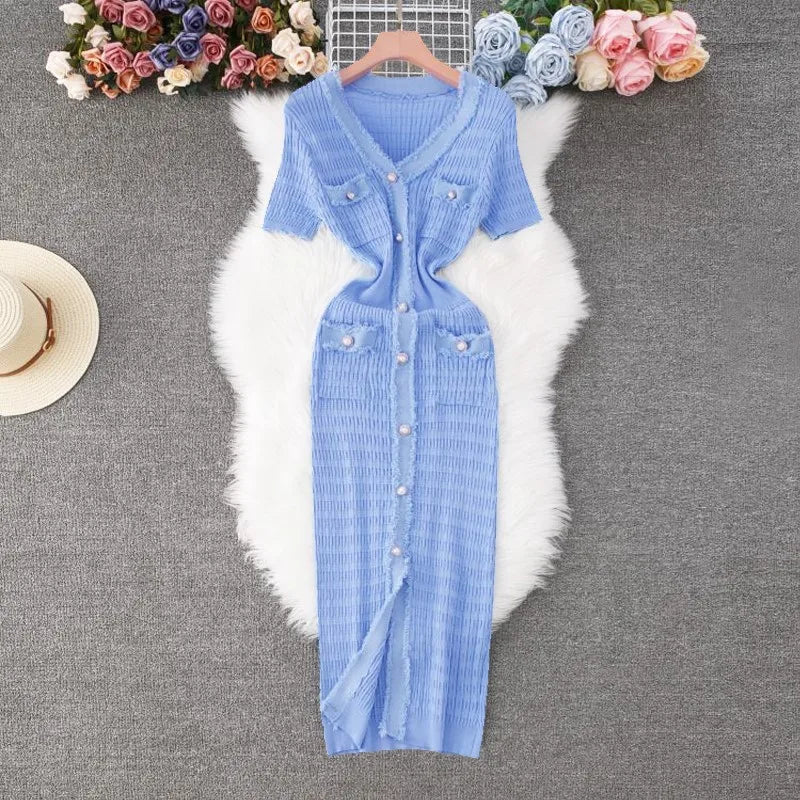 Elegant Knitted Long Sweater Dress