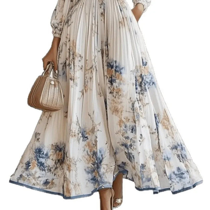 Women's Floral Pleated Maxi Dress