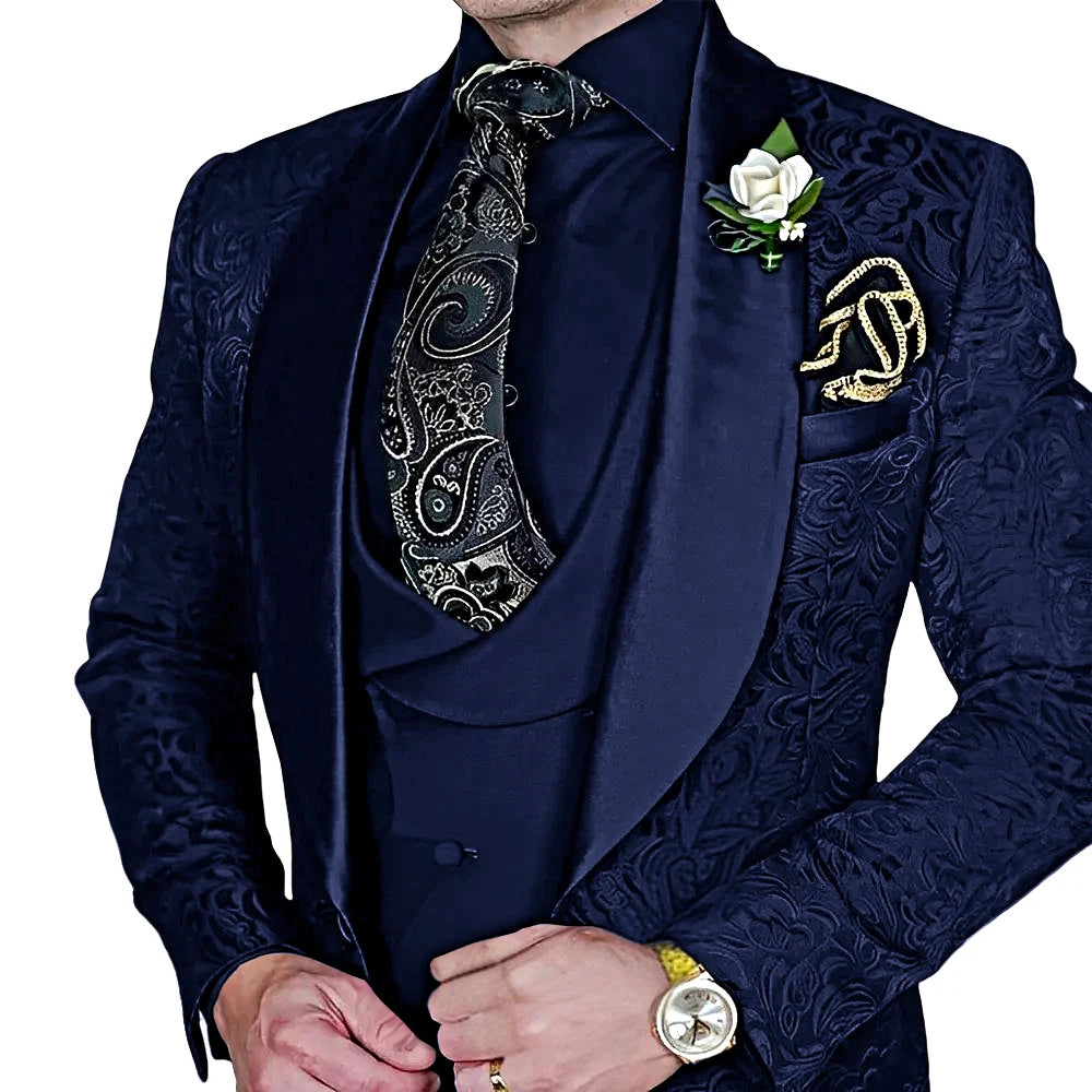 Jacquard Men's 3-piece Suit Set