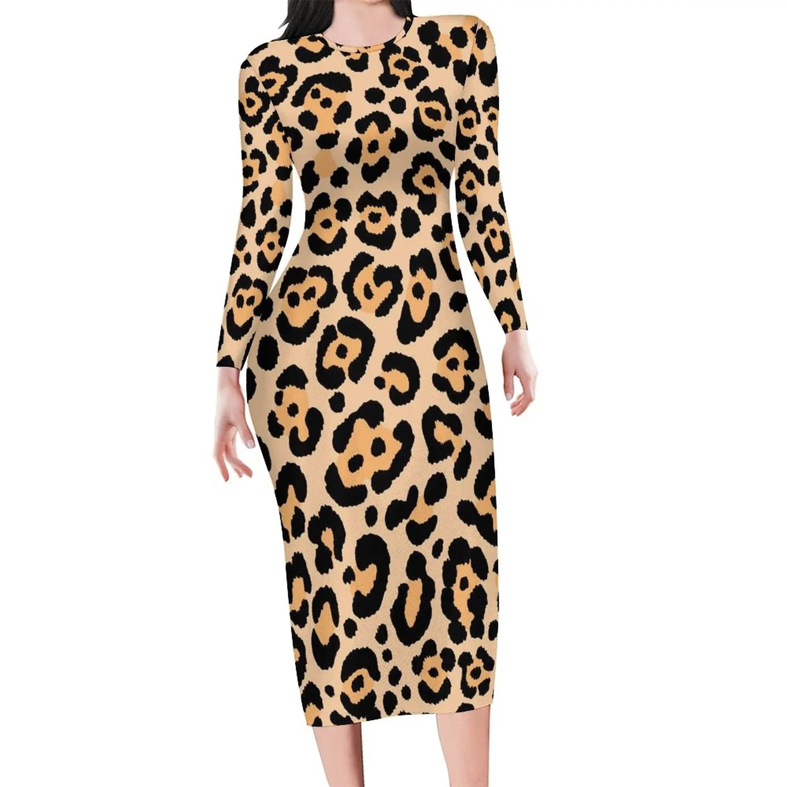 Autumn Leopard Print  Long SleeveDresses