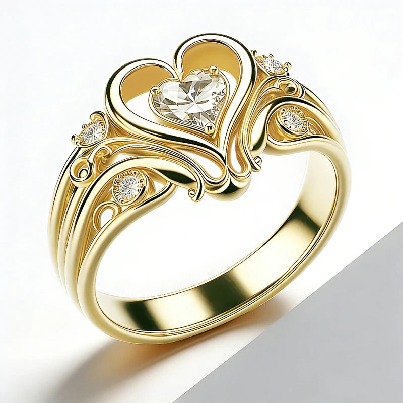 Noble Romantic Heart Rings