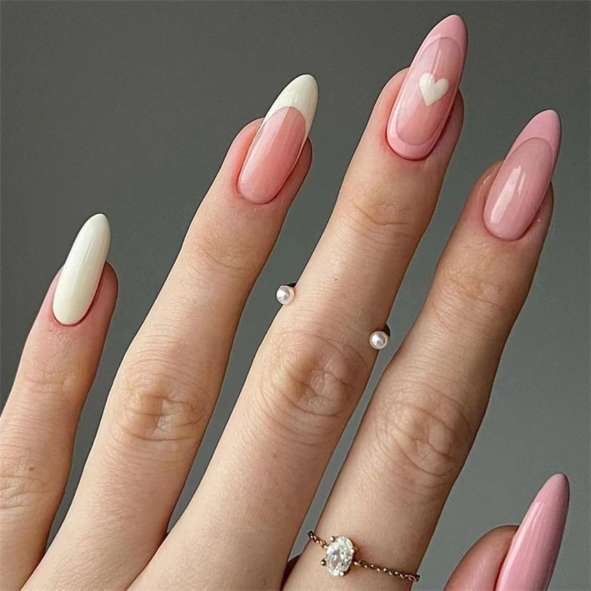 24Pcs/Set Simple Pure Desire Pink Wearing False Nails