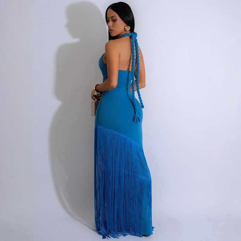 Sexy Halter Backless Bodycon Maxi Dresses