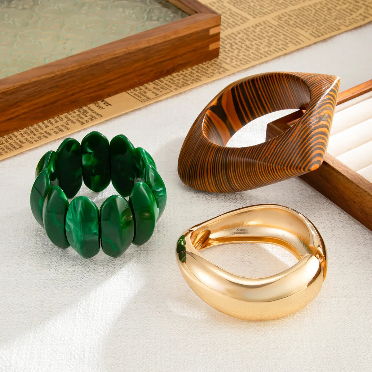 Boho Green Acrylic Resin Chunky Bangles /Hand Goth Geometric  Charm Wide Hip Hop Metal Cuff Bangle