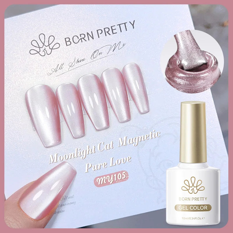 BORN PRETTY 10ml White Cat Magnetic Gel Nail Polish Ultra Shine White-light Varnis Semi Permanent Soak Off UV LED Gel for Nails