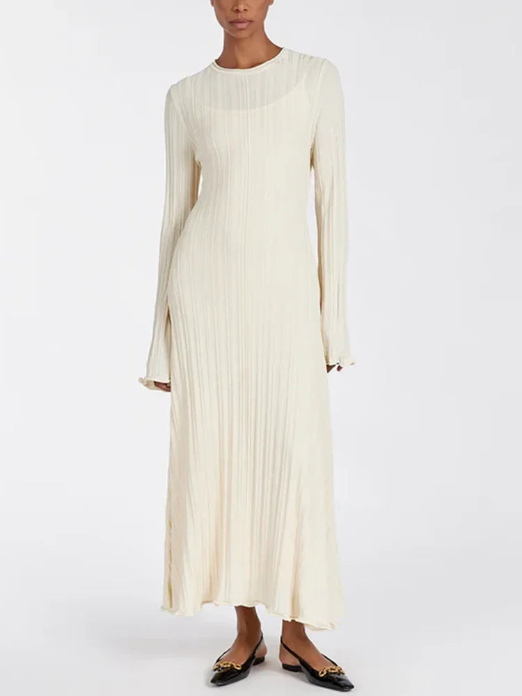 Fall Winter New Casual Retro High Waist Rib Sweater Bodycon Dresses