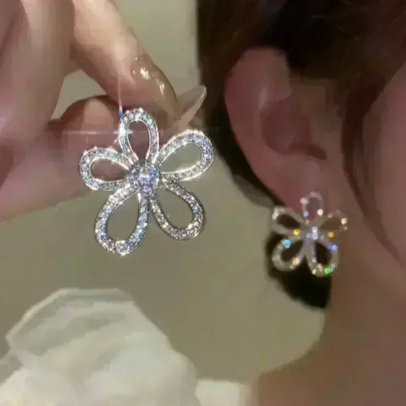 New Geometric Rhombus Luxury Opal Earrings – Modern Sparkle for Every Moment