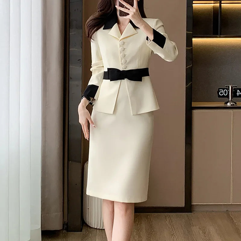 Novelty Slim Fashion Career Work Wear Suits With Jackets And Skirt