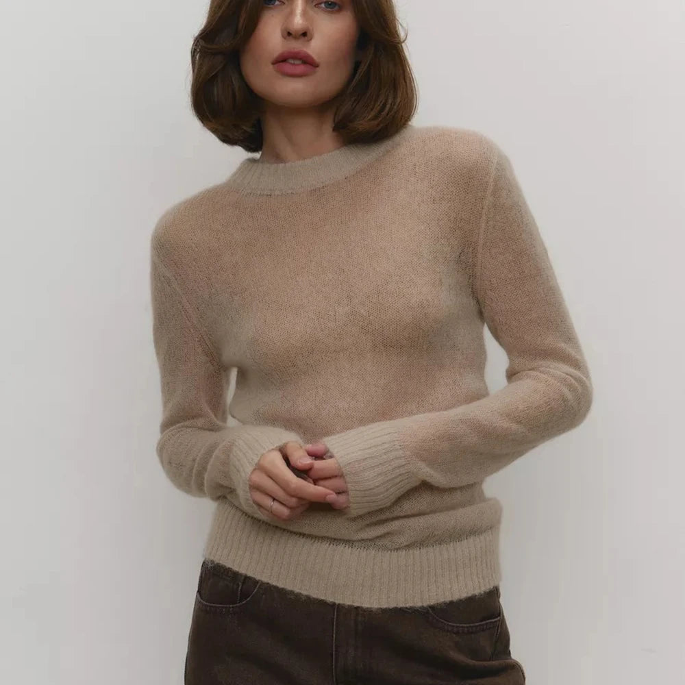 Round Neck Knit Pullover Sweater Top