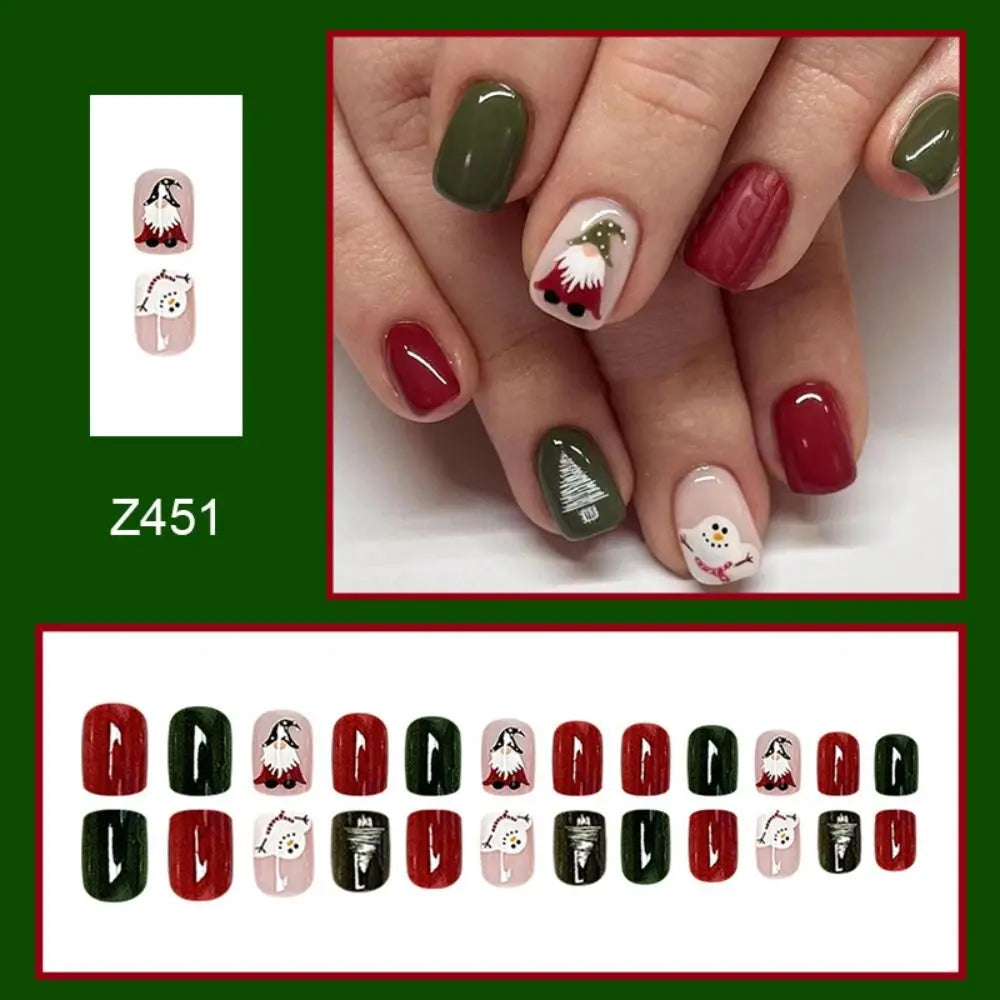 24Pcs Christmas Collection Almond False Nails