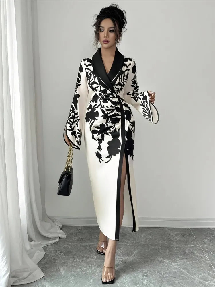 Autumn Floral Elegance Midi Dress