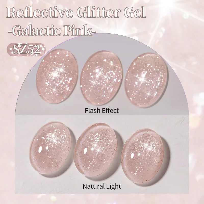 Galactic Pink Gel Polish Reflective Glitter 10ml Sparking Glitter Ultra Shine Soak Off UV/LED Nail Art Manicure