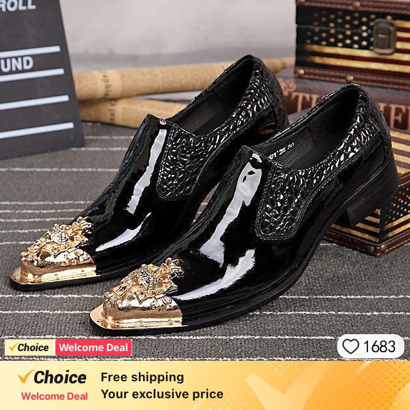 Summer Black Glossy Leather Dress Shoes for Men – Pointed Toe Business &amp; Wedding Oxfords