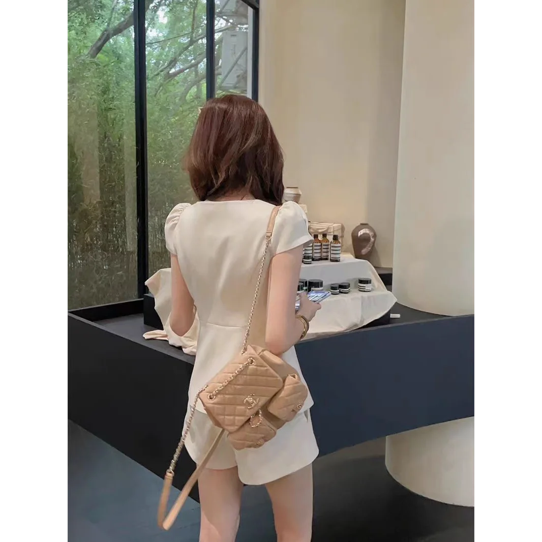 Elegant Slim Fit Vest and High Waist Shorts Two Piece Set