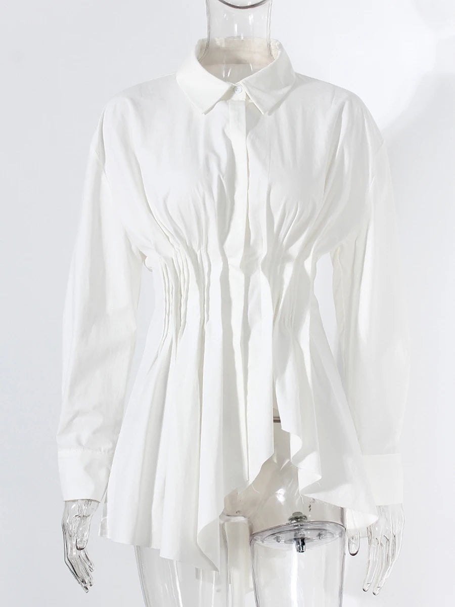 Lapel Long Sleeves Patchwork Single Breasted Shirt