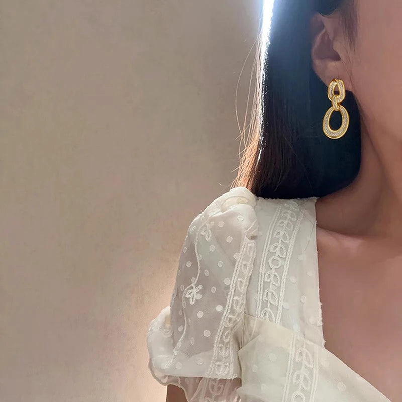 Metal Geometric Long Hanging Earrings